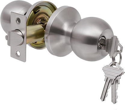Lanwandeng Door Knobs with Lock and Key, Keyed Entry Door Knob, Exterior and Interior Door Lock, Door Handle Satin Nickel