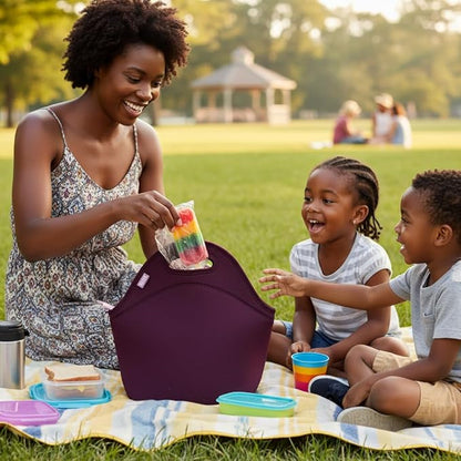 Built Gourmet Getaway Lunch Tote – Fig Lilas Neoprene Insulated Bag with Zipper & Handles, Foldable BPA-Free Reusable Tote, Thoughtful Mother’s Day Gift for Moms, Work, Travel & Picnic Use