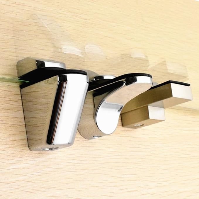 Adjustable Wood/Glass Shelf Bracket Wall Mount, Polished Chrome, 2 Pack