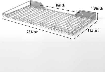 Wallmaster Heavy Duty Garage Wall Shelving 2 Pack 23.6"x11.8" Metal Wire Shelves Wall Mount Mesh Storage Rack for Garage, Office, Basement and Kithcen, max Load 65 lbs (Grey)