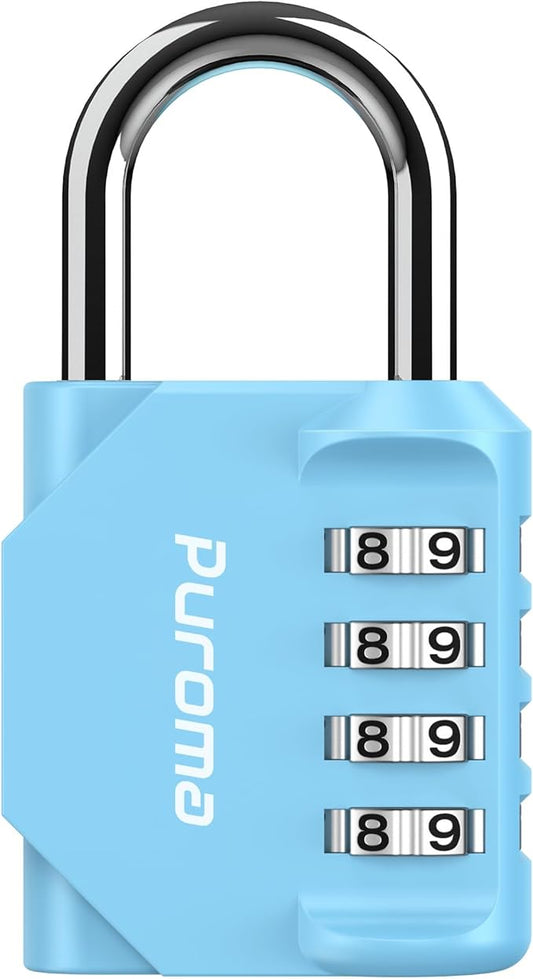 Puroma 1 Pack Combination Lock for Locker 4 Digit Outdoor Waterproof Padlock for School, Gym, Sports, Fence, Toolbox, Gate, Case, Outdoor, Hasp Storage, Cabinets (Sky Blue)