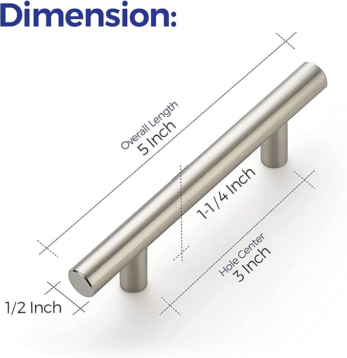 Ravinte 40 Pack | 5'' Cabinet Pulls Satin Nickel Stainless Steel Kitchen Drawer Pulls Cupboard Pulls Brushed Nickel Cabinet Handles 5”Length with 3” Hole Center