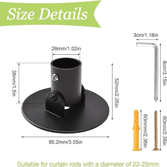 Adjustable Shower Curtain Rod Bracket for Slanted Wall, 2Pcs Titanium Steel Shower Curtain Rod Single Swivel Flange Heavy Duty Closet Rod Bracket with Screws