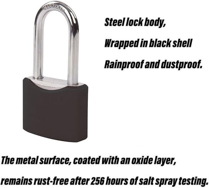 SEPOX® 4-Pack 1-9/16" Outdoor Padlocks Keyed Alike 1-5/8" Long Shackle, Solid Steel Alloy Body with Cover, Outsider Lock for Gates, Sheds, Storage Lockers, Fence, Dirt-Proof with 4 pcs Same Key