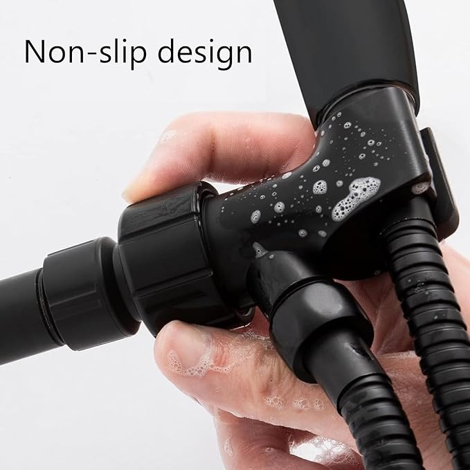 Adjustable Shower Head Holder for Handheld Shower Head Handheld Shower Head Holder with Universal Wall Hook Bracket and Metal Ball (Black)