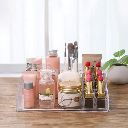 Ciieeo Nail Polish Organizer Case Small Acrylic Lipstick Holder 6 Slots Clear Lipstick Organizer Case Lipgloss Display Stand Rack for Lipgloss Nail Polish Display