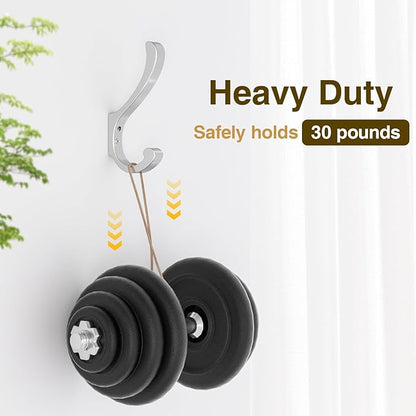 Coat Hooks for Hanging Heavy Duty - Extra Large (5.4 inch) Wall Mount Hooks for Backpacks, Purses, Clothes, Towels, Bags - Metal Screw-in Hooks for Mudroom, Closet, Door, Bathroom (Silver, 4 Pack)