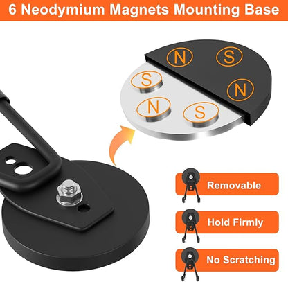 ENUODA Strong Magnetic Hooks Heavy Duty Upgraded Magnets with Hooks Magnetic Garage Hooks for Hanging Shovel, Broom, Wreath, Garden Tool, Toolbox, Shed, Gargae, Locker, 4PCS