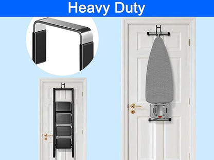Over the Door Twin Metal Hooks with Plastic Coating 5.5" Fit 0.5" to 1 3/8" Door 2 Sets Heavy Duty Towel Robe Rack Wreath Bathroom Shower Hanger Shoe Organizer Ironing Board Short Black