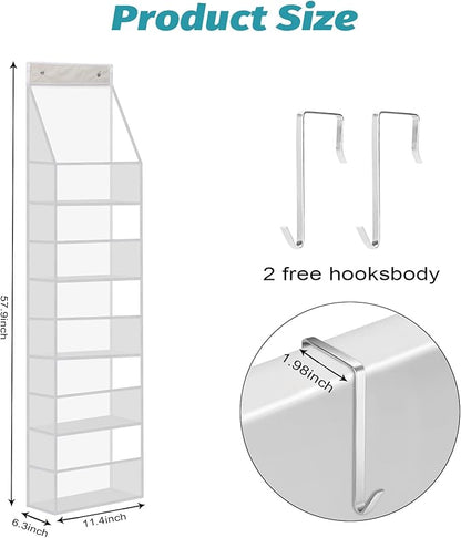 Ultra Sturdy 5-Shelf Over The Door Hanging Pantry Organizer with Clear Plastic Pockets - Large Capacity Room Organizer for Closet, Bedroom, Nursery, Bathroom & Sundries (28lb Load)