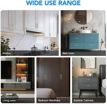 Brushed Nickel Cabinet Handles 3-3/4 Inch Hole Spacing Stainless Steel Drawer Pulls for Cabinets, Dresser, Bathroom 30 Pack