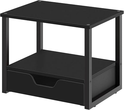Desktop Printer Stand, 2-Tier Printer Table with Non-Woven Drawer, Multi-Purpose Desk Organizer for Home Office, Under Desk Open Organizer Shelf, Black PS01BB