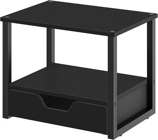 Desktop Printer Stand, 2-Tier Printer Table with Non-Woven Drawer, Multi-Purpose Desk Organizer for Home Office, Under Desk Open Organizer Shelf, Black PS01BB