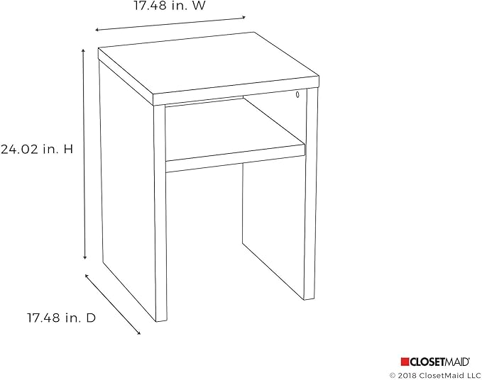 ClosetMaid 1666 2-Tier Square End Table with Storage Shelf, Black Walnut