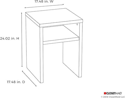 ClosetMaid 1666 2-Tier Square End Table with Storage Shelf, Black Walnut