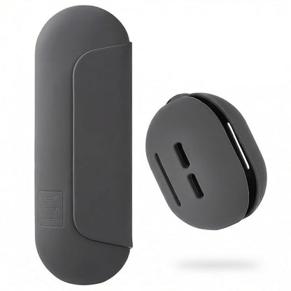 2 IN 1 Silicone Makeup Brush Holder with Beauty Make Up Sponge Holder Case：Soft Portable Cosmetic Face Brushes Holder with Upgrade Anti-Fall Out Magnetic Closure - Grey