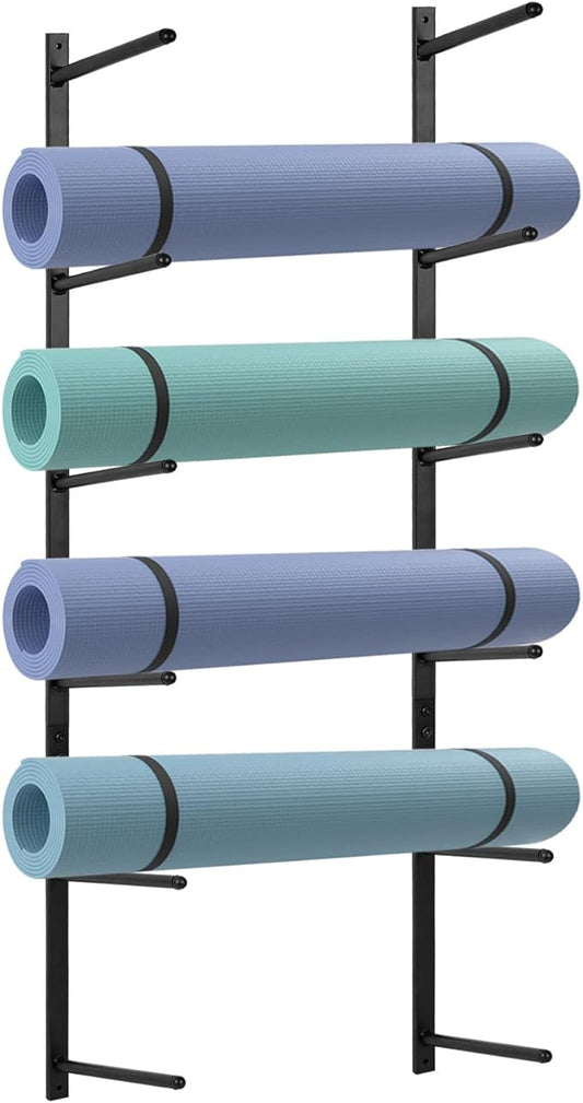 Yoga Mat Holder Wall Mount Yoga Mat Storage Holder Yoga Mat Organizer Skateboard Wall Mount for Foam Rollers Skateboard Ski Board