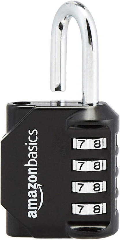 Amazon Basics 4-Digit Combination Lock, Black, 2-Pack