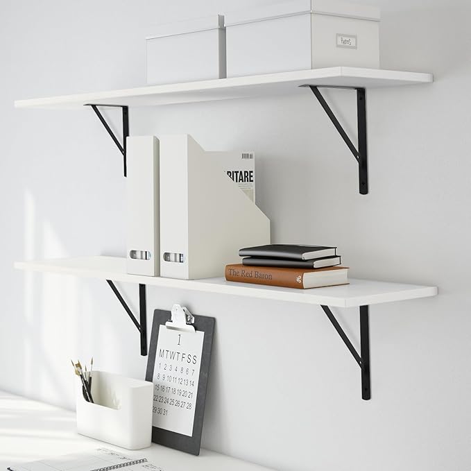 8 Pcs Heavy Duty Shelf Brackets, Floating Metal Shelf Brackets, Metal Wall Mount L Shaped Shelves Support Angle Brackets for Heavy Duty Floating Shelves Shelf Brackets (11.81 inch x 7.48 inch)