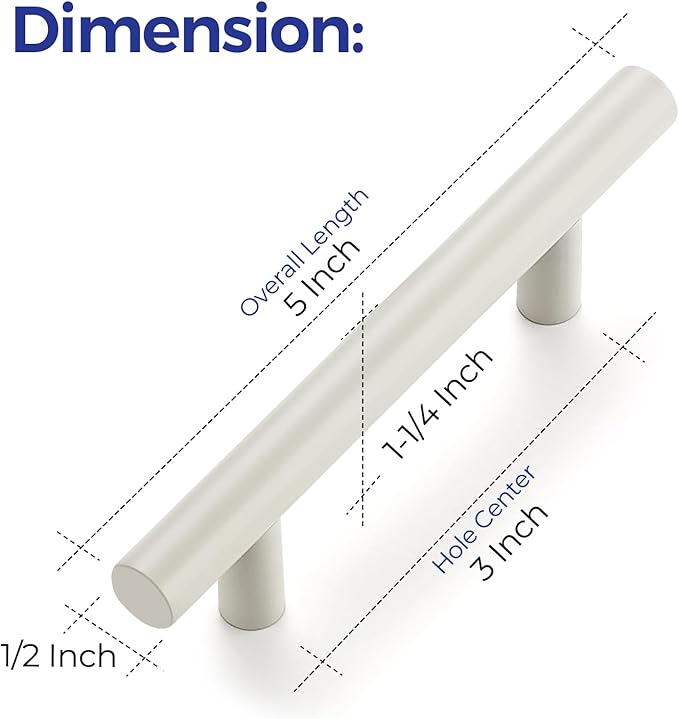 Ravinte 24 Pack | 5 Inch Cabinet Pulls White Stainless Steel Kitchen Drawer Pulls Cabinet Handles 5 InchLength, 3 Inch Hole Center