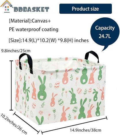 Easter Baskets for Kids Gift Bunny Basket Empty for Boys and Girls Rectangular Toy Storage Bins Organizer Bin Box Cute Egg Room Decor for Home(Easter Bunny)