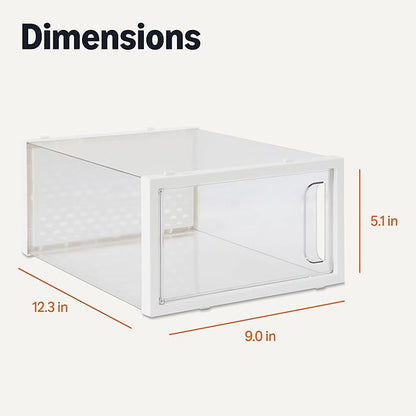 Amazon Basics Stackable and Foldable Clear Shoe Storage Organizer Box, Small, 12-Pack