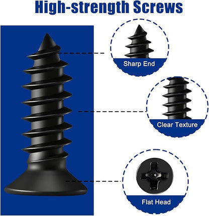22PCS L Bracket Corner Brace Sets, Stainless Steel Corner Brackets, 90 Degree Right Angle Bracket, Metal L Brackets for Shelves Wood Furniture Cabinet Chair Drawer with 44PCS Screws, Black (20mmx20mm)