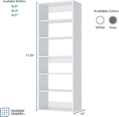 Modular Closets Vista Collection Shelf Tower Built in Wood Closet Organizer Unit (White, 25.5" Wide)