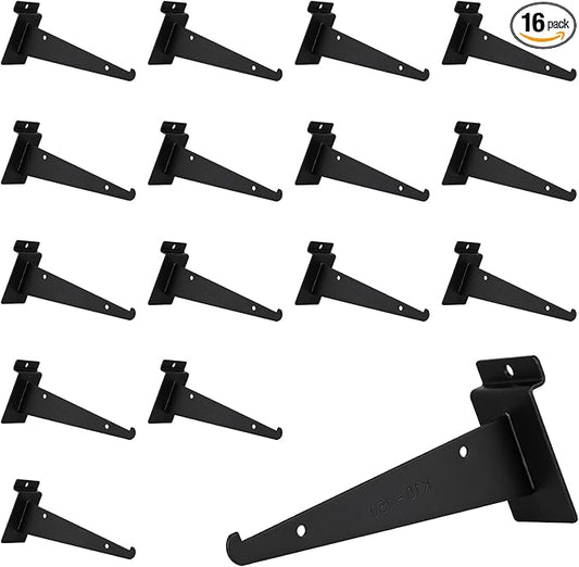 6 Inch Slatwall Shelf Bracket, Slatwall Accessories, Heavy Duty Slat Wall Shelf Bracket with Lip for Garage and Retail Display(16PC )