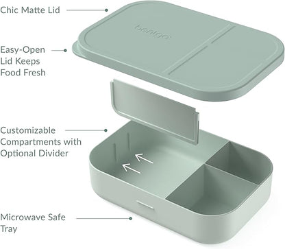 Bentgo® Modern Tray with Matte Lid - Reusable, BPA-Free, Meal Prep Containers for Adults with Removable Divider - 3 or 4 Compartments for Healthy Portioned Meals At Home & On the Go (Mint Green)