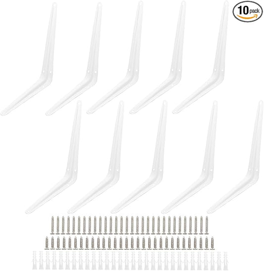 Lilaly 10 Pack Shelf Brackets 10 Inch Shelf Bracket, Heavy Duty L Brackets for Shelves for Hanging Floating Shelves Brack with Screws and Wall Anchors(8"x10",White)