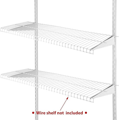 47.5 Inch Twin Rail Upright Wall Shelving System with 16 Inch Locking Shelf Bracket Adjustable Closet System Heavy Duty Metal Support for Deep Wire Shelving Closet (8 Pcs)