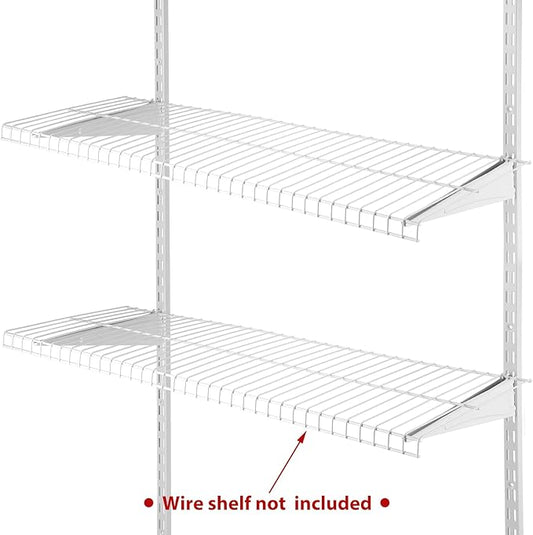 47.5 Inch Twin Rail Upright Wall Shelving System with 16 Inch Locking Shelf Bracket Adjustable Closet System Heavy Duty Metal Support for Deep Wire Shelving Closet (8 Pcs)