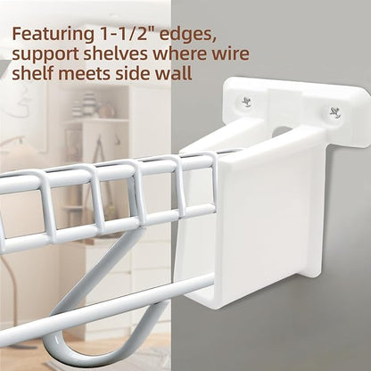 Uenhoy 12 Pcs Wire Shelf End Bracket, White Plastic Closet Shelves Brackets, Corner Support Bracket Wall Mount Shelf Brackets with Fasteners