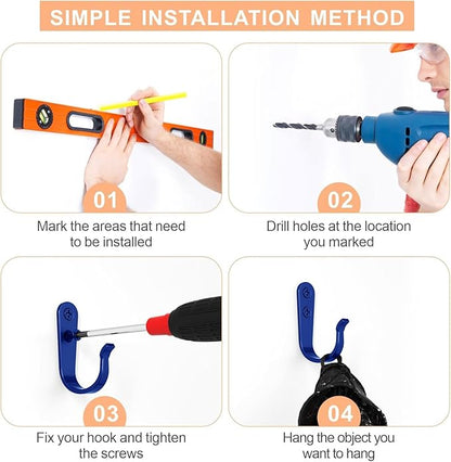 20PCS Heavy Duty Single Prong Metal Wall Hooks, Blue (20 Count, 10 lbs Max Weight Capacity, Wall Mount)