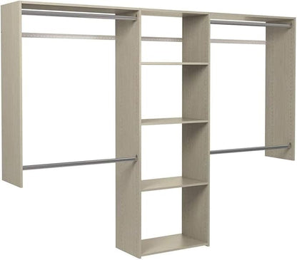 Easy Track OK1460-CG Deluxe Starter Closet Storage Wall Mounted Wardrobe Organizer System Kit with Shelves and Rods, Weathered Grey