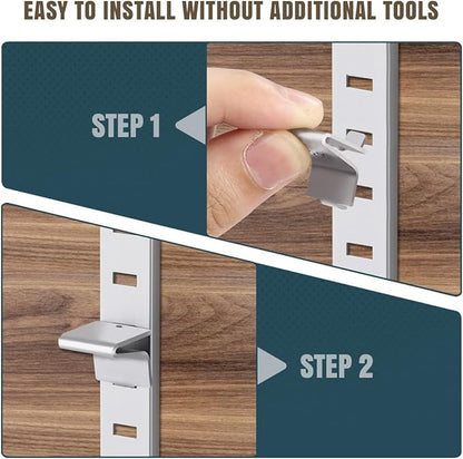 Lenink 28 Piece 256P-ZC Adjustable Pilaster Shelf Clip Shelving Brackets Clips for Metal and Wood Shelving