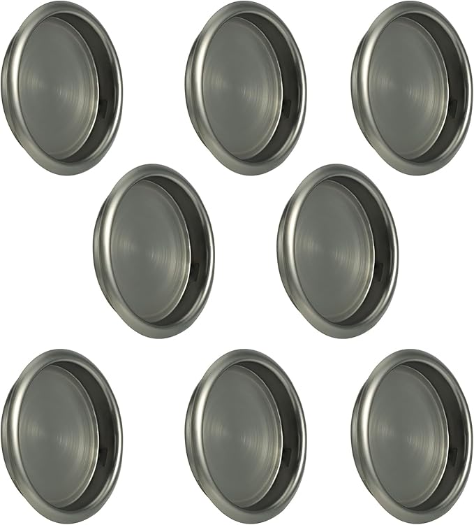 HOMOTEK 8 Pack Closet Door Finger Pull 2-1/16”, Easy Snap in Installation, Antique Brass Finish, Fits a 5/16”Depth x 2-1/16" Diameter Opening Hole