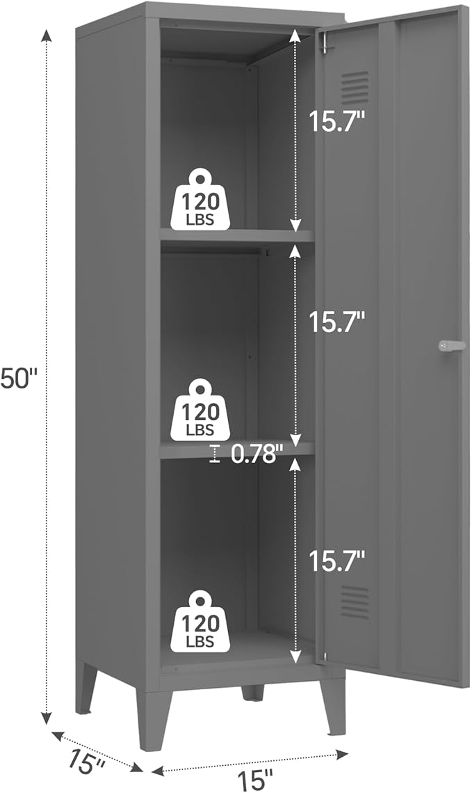 MIOCASA Metal Cabinet Home Office Storage Cabinets with Doors and Shelves Lockable File Cabinet Organizer Coat Lockers for Kids