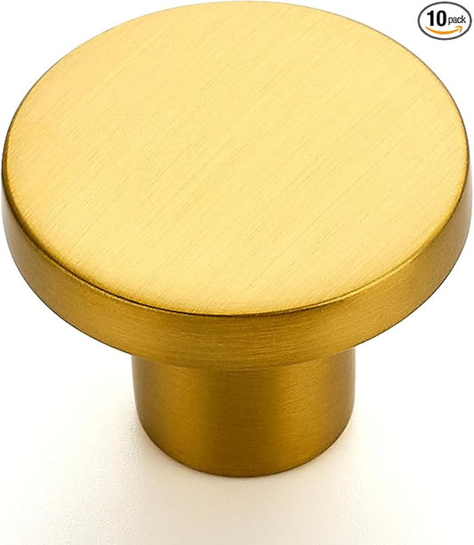 Ravinte 10 Pack Cabinet Knobs Gold Kitchen Cabinet Knobs Round Dresser Drawer Pulls Closet Door Pulls 1-1/5 Inch
