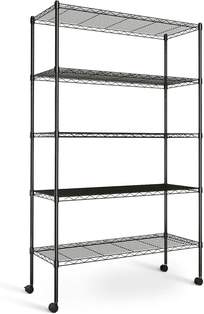 Simple Deluxe Heavy Duty 5-Tier Storage Shelving Unit, 35.83" W x 13.98" D x 61.02" H, 1250 Lbs Loading Capacity, Black