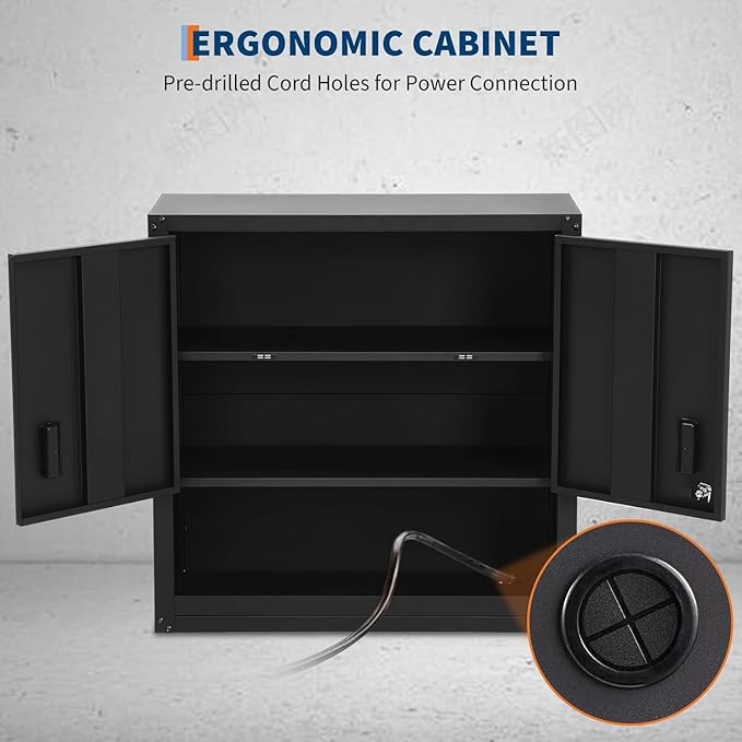 Towallmark Metal Wall Cabinet, Heavy Duty Garage Locker with Adjustable Shelf, Wall Mounted Cabinet with Locking Doors, Floating Upper Storage Cabinet for Warehouse Garage