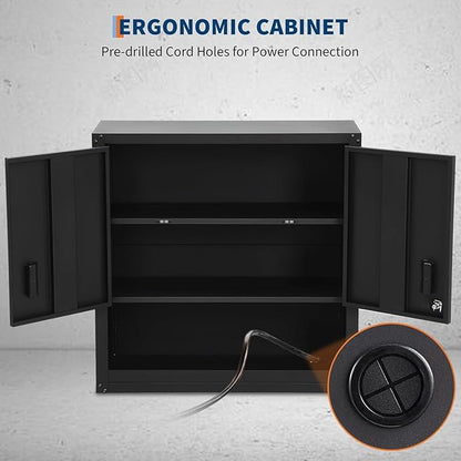 Towallmark Metal Wall Cabinet, Heavy Duty Garage Locker with Adjustable Shelf, Wall Mounted Cabinet with Locking Doors, Floating Upper Storage Cabinet for Warehouse Garage