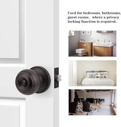 Probrico Privacy Door Knob Bed Bathroom Interior Door Handle Lock Oil Rubbed Bronze