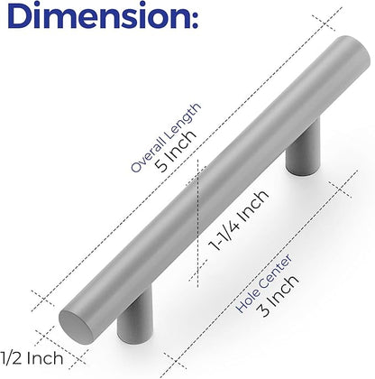 Ravinte 1 Pack | 5 Inch Cabinet Pulls Grey Stainless Steel Kitchen Drawer Pulls Cabinet Handles 5 InchLength, 3 Inch Hole Center