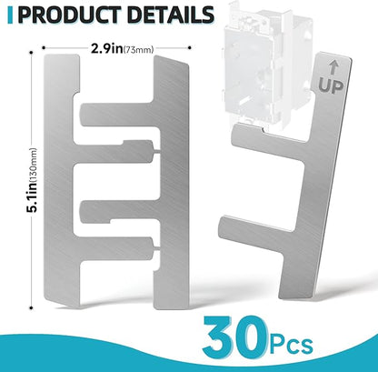 30 PCS Switch Box Straps, Electrical Box F Clips Support, Strap on Electrical Outlet Repair for Loose Outlet Fix, Electrical Device Mounts with Plaster Ears