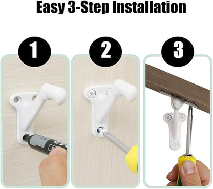 Triumph Hardware,3 Pack,White Glossy handrail Bracket,Handrail Stair Brackets 3"" Heavy Duty Support Hardware Stairways, handrail Brackets for Indoor Stairs with Screws,Stair Railing Bracket