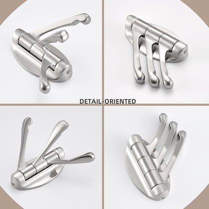 Angle Simple Bathroom Towel Hook, Metal Foldable Swivel Hook, Robe Coat Hanger for Wall, Brushed Nickel