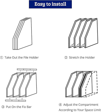 SAYEEC Desktop File Magazine Folder Holder 3 Section Plastic Hollow Documents Foldable Organizer Files Cabinet Shelf Frames Dividers Rack Display and Storage
