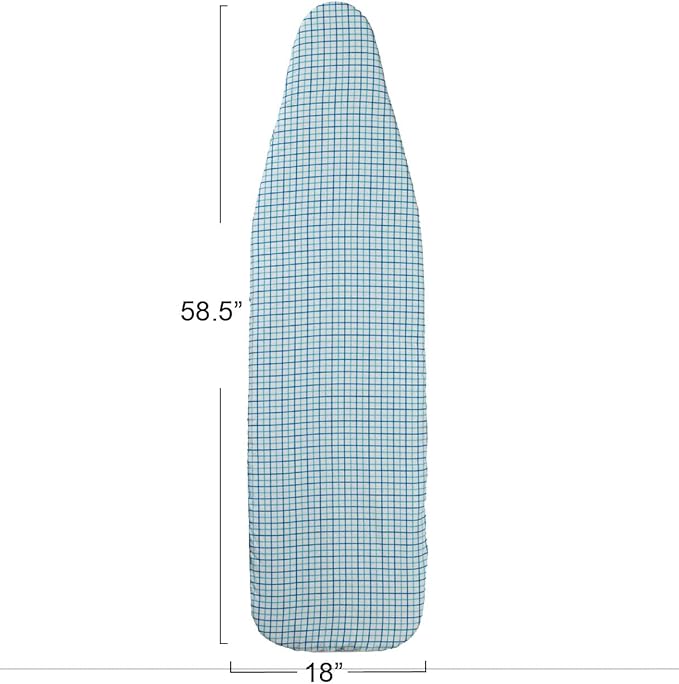 Household Essentials Deluxe Ironing Board Replacement Pad and Cover, White and Blue Grid Pattern